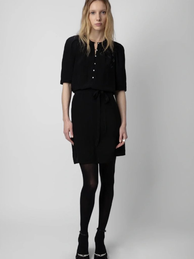 Zadig And Voltair Rodji Black Beaded Mini Dress Size Small